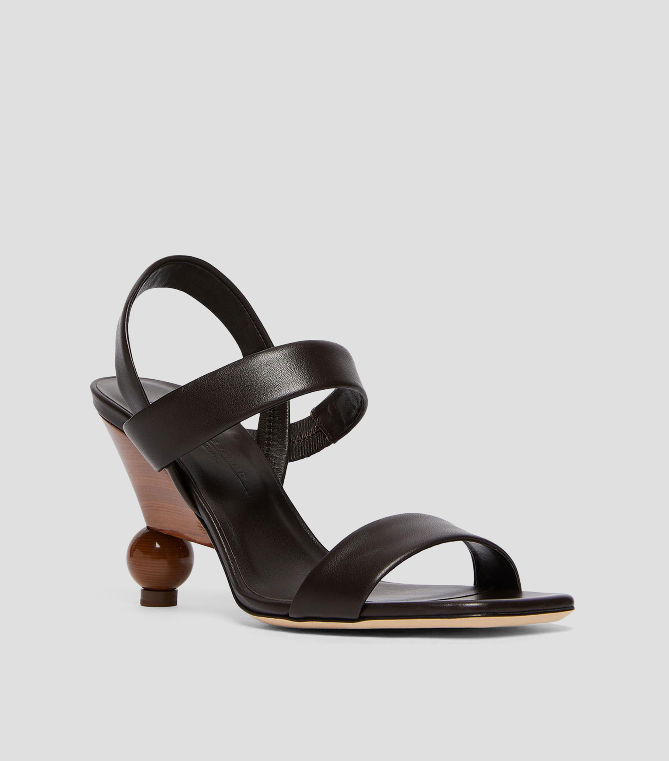 Sandalias de tacón alto redondo en piel Mujer